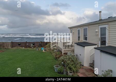 Parco caravan Newbiggin-by-the-Sea Foto Stock