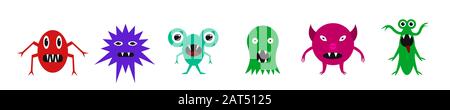 Carino monster impostato Illustrazione Vettoriale