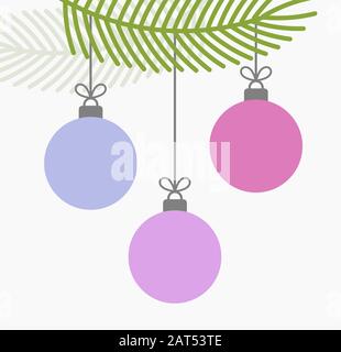 Palle di Natale appese da rami di albero. Illustrazione del vettore. Illustrazione Vettoriale