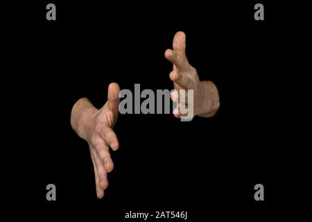 1 di 3 immagini che mostrano la sequenza per IL SEGNO di parola in lingua inglese segno su uno sfondo nero isolato Foto Stock