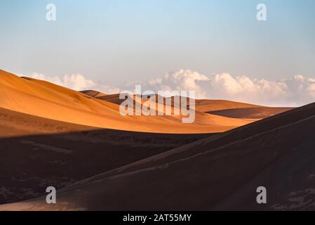 la formazione di dune di sabbia nel deserto di dasht e lut o sahara con piante e ombre Foto Stock