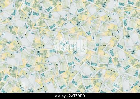 Monumento del re Ramkhamhaeng il grande su 20 Baht Thailandia denaro bill close up Foto Stock