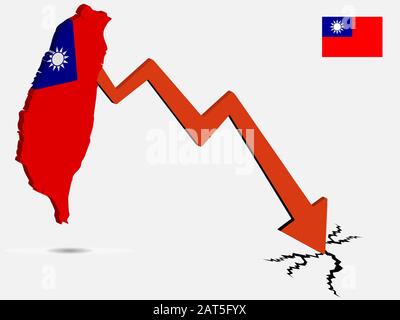 Taiwan Repubblica della Cina vettore di crisi economica Illustrazione Vettoriale