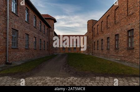 Una foto dei terreni di Auschwitz I. Foto Stock