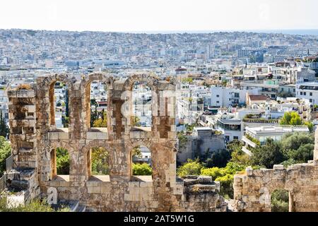 Erode Atticus Odeon Teatro Ad Atene Acropolis Grecia Foto Stock