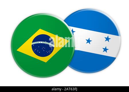 Concetto di notizie: Pulsante bandiera Brasile Sul Pulsante bandiera Honduras, illustrazione 3d su sfondo bianco Foto Stock