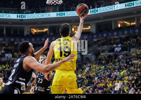 Istanbul / TURCHIA - 14 GENNAIO 2020: Nando De Colo in azione durante Eurolega 2019-20 round 19 gioco di basket tra Fenerbahce e LDLC Asvel all'Ulker Sports Arena. Foto Stock