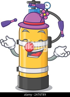 Smart Oxygen Cylinder cartoon personaggio design giocare Juggling Illustrazione Vettoriale