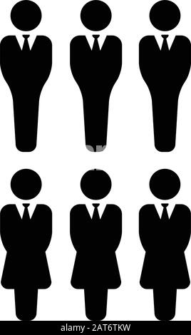 Icona uomini d'affari vettore maschile e femminile gruppo di persone simbolo avatar per le persone di gestione aziendale in flat color glifo pittogramma illustrazione Illustrazione Vettoriale