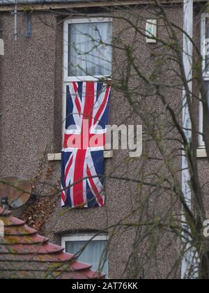 Sheerness, Kent, Regno Unito. 31st Gen 2020. Alcune proprietà di Sheerness, Kent, mostrano le bandiere dei giorni Brexit. Credito: James Bell/Alamy Live News Foto Stock