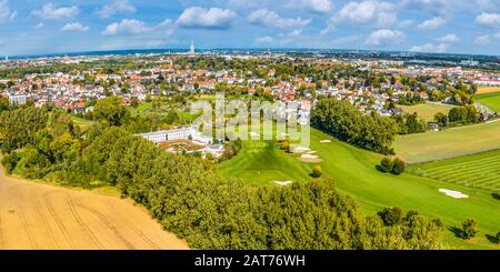 Vista di Augusta (sud-ovest) con il quartiere Göggingen Foto Stock