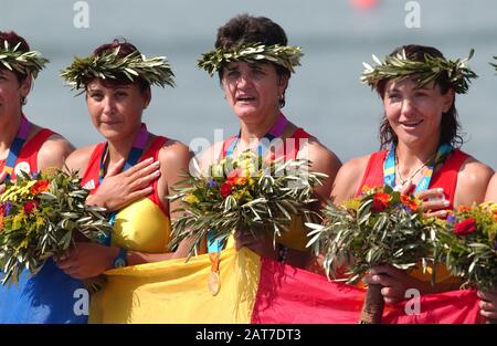 20040822 Giochi Olimpici Atene Grecia [Giorno Delle Finali Di Rowing-Sun] Lago Di Schinias. Foto Peter Spurrier E-Mail Images@Intersport-Images.com [Credito Obbligatorio Peter Spurrier/ Intersport Images] Foto Stock