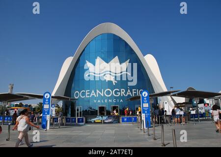 L'acquario oceanografico che si trova nella Città delle Arti e delle Scienze di Valencia, Spagna, il 2 settembre 2019. Foto Stock