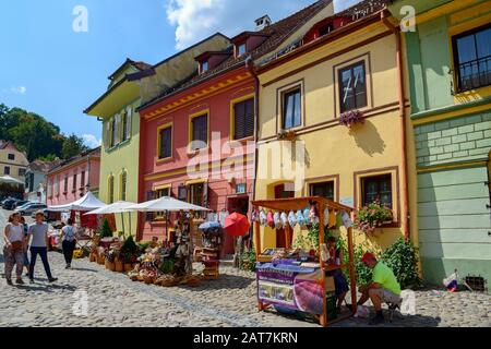 San Scarii nel centro storico di Sighisoara, Transilvania, Romania Foto Stock