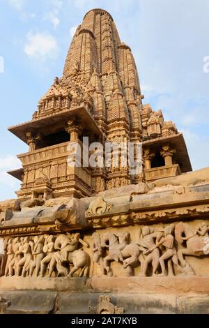 Tempio Di Lakshmana, Khajuraho Gruppo Di Monumenti, Stato Di Madhya Pradesh, India Foto Stock