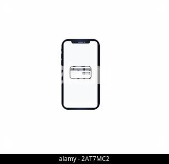 Acquisti online tramite smartphone. Pagamento senza contatto per le merci Illustrazione Vettoriale