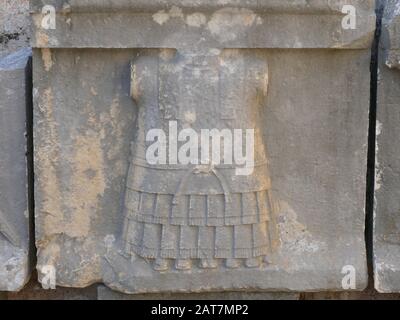 Rovine A Lato, Turchia mostrando blocchi di pietra scolpiti Foto Stock