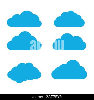 Icona nuvole, illustrazione vettoriale. Simbolo o logo cloud, set di nuvole diverse Illustrazione Vettoriale