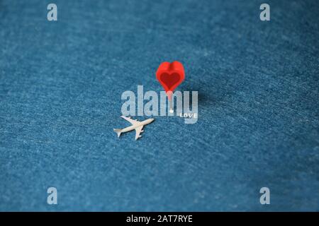 l'amore è la destinazione dell'aereo Foto Stock
