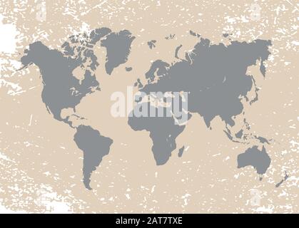 Mappa del mondo con texture grunge. Composizione astratta Illustrazione Vettoriale