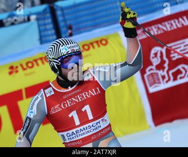 Garmisch Partenkirchen, Germania. 31st Gen 2020. Sci alpino: Coppa del mondo, allenamento discesa, uomini. Kjetil Jansrud dalla Norvegia reagisce al traguardo. Credito: Stephan Jansen/Dpa/Alamy Live News Foto Stock