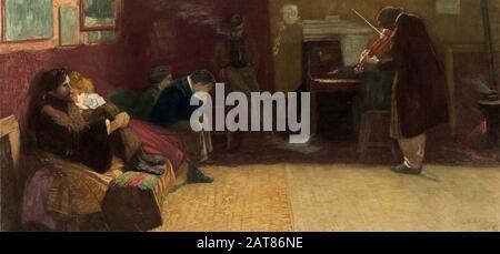 Beethoven - L. Balestrieri pinx Parigi ; W. Leo Arndt sculps. Stampa che mostra cinque persone sedute a sinistra che ascoltano un uomo che suona il violino e un uomo che suona il pianoforte. Foto Stock