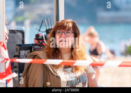 Isabel Coixet, regista spagnolo, ha girato il set del film "IT snows in Benidorm", Benidorm, Spagna Foto Stock