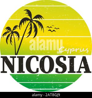 Nicosia Cyprus Round Stamp Icona Skyline City Design Illustrazione Vettoriale