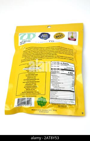 Pacchetti Secchi Mango Da Filippine Nutrition Information Foto Stock