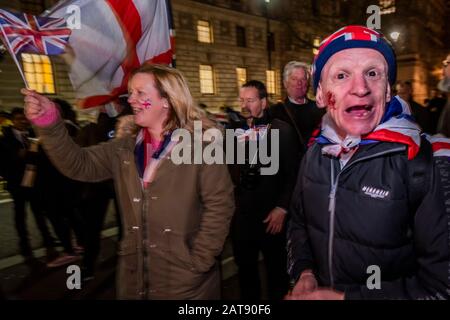 Londra, Regno Unito. 31st gennaio 2020. Londra, Regno Unito. 31st Gen 2020. Lasciare che i sostenitori si riunano a Westminster per celebrare il giorno in cui la Gran Bretagna lascia ufficialmente l'UE. Credito: Guy Bell/Alamy Live News Foto Stock