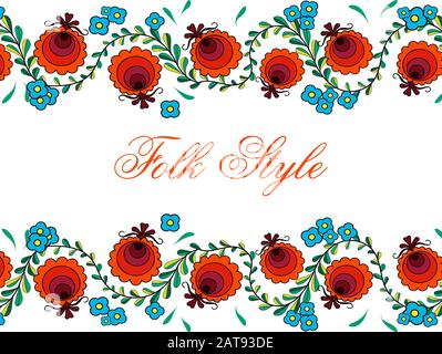 Folksy Floral Pattern - Russo Folk Style Flower Design - Illustrazione vettoriale Illustrazione Vettoriale