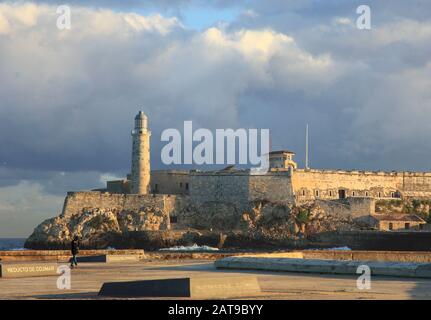 Cuba, l'Avana, Castillo de los Tres Reyes del Morro, monumento storico, Foto Stock