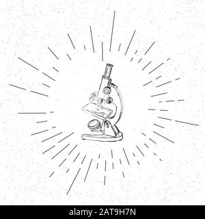 Simbolo del microscopio - concetto di icona di ricerca - Illustrazione vettoriale Illustrazione Vettoriale