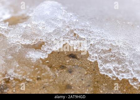 Macro ghiaccio durante una fredda mattina invernale. Foto Stock