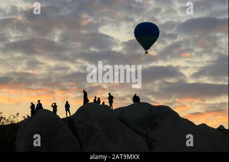I palloni ad aria calda in Cappadocia, Turchia Foto Stock