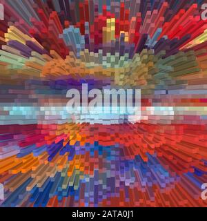 Abstract 3D pixel Art Isometric Blowing Up background for Design Project - Illustrazione vettoriale Illustrazione Vettoriale