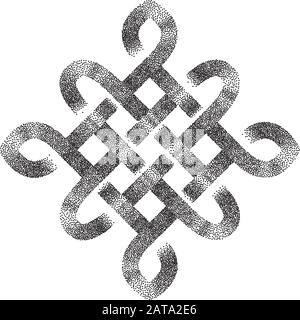 Celtic Halftone Stipled Pattern - Vector Antico Pagan Scandinavo Sacro Knotwork Symbol Illustrazione Vettoriale