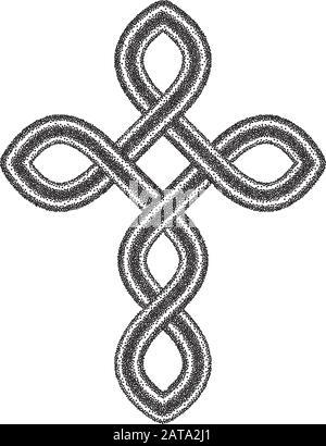 Croce celtica semiftone - Vector Antico Pagano Scandinavo Sacra Knotwork X Symbol Illustrazione Vettoriale