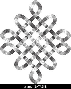 Celtic Halftone Stipled Pattern - Vector Antico Pagan Scandinavo Sacro Knotwork Symbol Illustrazione Vettoriale