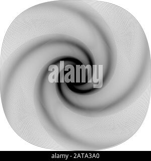 Elemento grafico Twirl Vector Black and White Square Wavy - Generative Art Illustrazione Vettoriale