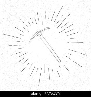 Simbolo Pickaxe di estrazione a mano di Crypto Currency Cloud - icona Doodle Vector Hatch Illustrazione Vettoriale