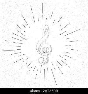 Simbolo disegnato a mano del segno musicale del violino del violino del violino - icona del tratteggio del vettore del doodle Illustrazione Vettoriale