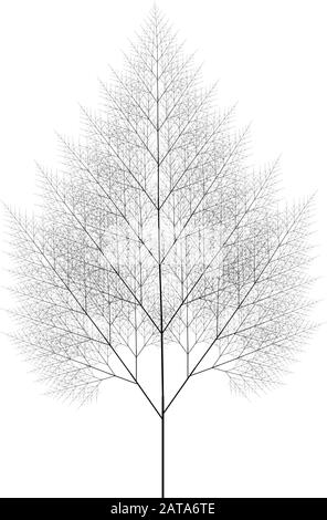 Flat Vector Computer Generated Self-Similar L-System Branching Tree Fractal - Generative Art Illustrazione Vettoriale