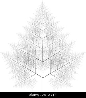 Flat Vector Computer Generated Self-Similar L-System Branching Tree Fractal - Generative Art Illustrazione Vettoriale