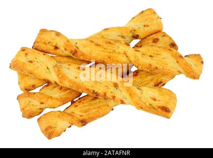 Gruppo di bastoncini di pasta frolla isolati su sfondo bianco Foto Stock