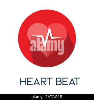 icona medica di stile piatto con ombreggiatura lunga del battito cardiaco illustrazione Illustrazione Vettoriale