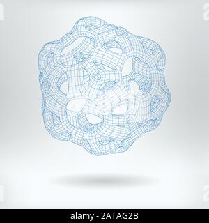 Simbolo Nanoparticella Sintetica Vector 3d Mesh - Icona Del Concetto Della Tecnologia Di Sintesi Moderna Illustrazione Vettoriale