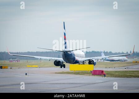 Ottobre 29, 2019, Mosca, Russia. Piano - Aeroflot Russian Airlines presso l'aeroporto di Sheremetyevo di Mosca. Foto Stock