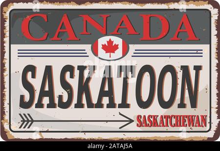 Saskatoon, Saskatchewan, Canada, con foglie di acero. Illustrazione Vettoriale