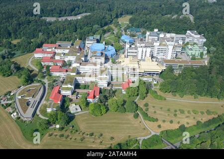 VISTA AEREA. Università di Costanza. Konstanz, Baden-Wurttemberg, Germania. Foto Stock